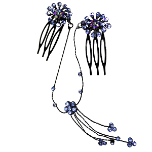 Haarschmuck Kamm Hänger Strass blau 4501